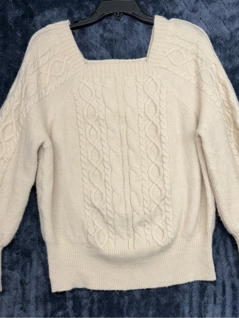 Oliver.o Cream Cable Knit Square Neck Pullover